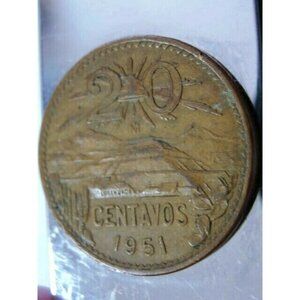 1951 20 Centavos Coin Money Clip Stainless Steel Wallet Cash ID Holder Silver